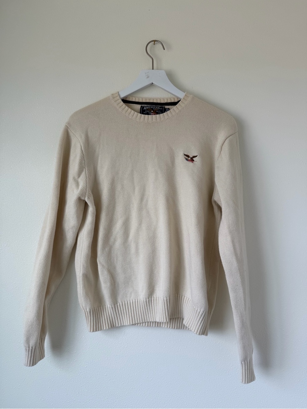 Vintage American Living Cream Cotton Sweater Size Medium